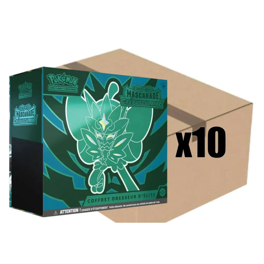 Case de 10 Coffrets Dresseur d'Élite EV06 Mascarade Crépusculaire FR
