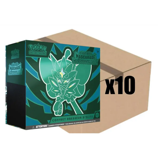 Case de 10 Coffrets Dresseur d'Élite EV06 Mascarade Crépusculaire FR