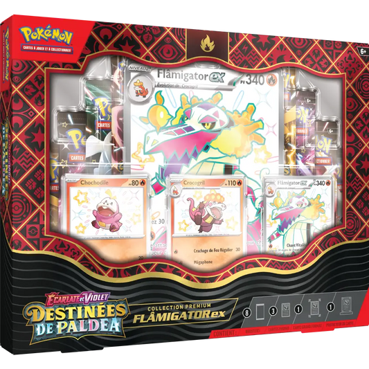 Coffret - ÉCARLATE ET VIOLET - COLLECTION PREMIUM DESTINÉES DE PALDEA  - Flâmigator-ex - FR