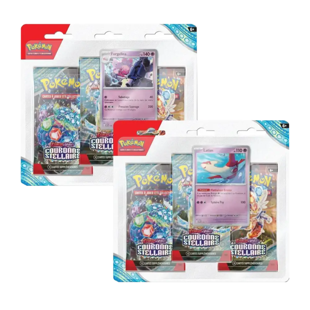 Tripack Pokémon Couronne Stellaire EV 7 Latias et Forgelina (Modèle aléatoire) FR