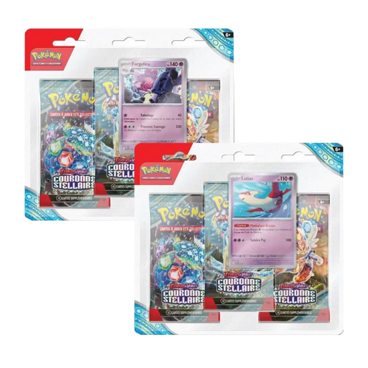 Tripack Pokémon Couronne Stellaire EV 7 Latias et Forgelina (Modèle aléatoire) FR